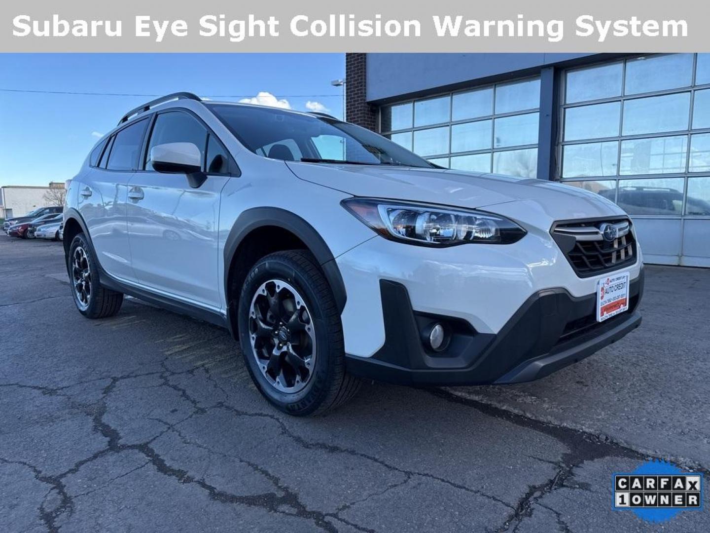 2021 Crystal White Pearl /Black W/Orange Stitching Subaru Crosstrek Premium (JF2GTAEC9M8) with an 2.0L DOHC engine, CVT transmission, located at 10890 W. Colfax Ave., Lakewood, CO, 80215, (303) 274-7692, 39.739914, -105.120132 - 2021 Subaru Crosstrek CARFAX One-Owner. AWD<br><br>D1 Auto NEVER charges dealer fees! All cars have clean titles and have been inspected for mechanical issues. We have financing for everyone. Good credit, bad credit, first time buyers.<br>Clean CARFAX.<br>Please call Lakewood Location 303-274-7692 o - Photo#2