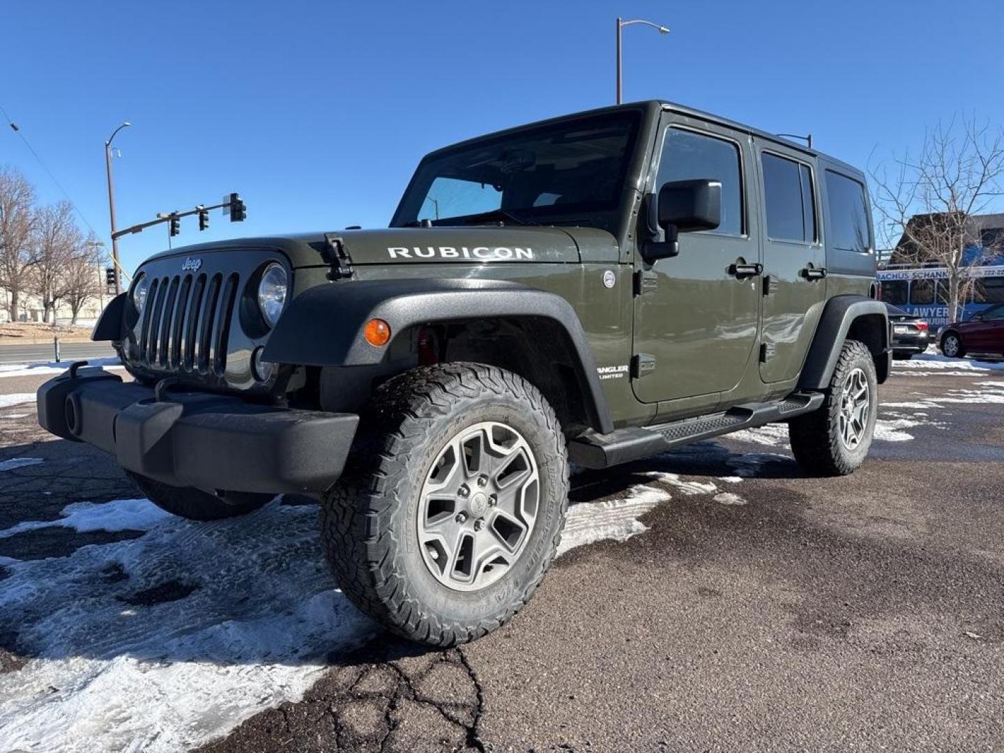 2015 Tank Clearcoat /Black Jeep Wrangler Unlimited Rubicon (1C4BJWFG7FL) with an 3.6L V6 24V VVT engine, Manual transmission, located at 10890 W. Colfax Ave., Lakewood, CO, 80215, (303) 274-7692, 39.739914, -105.120132 - 2015 Jeep Wrangler 4WDD1 Auto NEVER charges dealer fees! All cars have clean titles and have been inspected for mechanical issues. We have financing for everyone. Good credit, bad credit, first time buyers.Clean CARFAX.Please call Lakewood Location 303-274-7692 or Thornton 303-287-5511 to schedule a - Photo#0